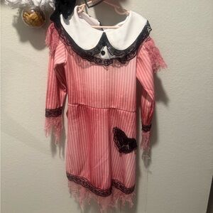 Creepy Doll Girls Pink and Black Lace Costume